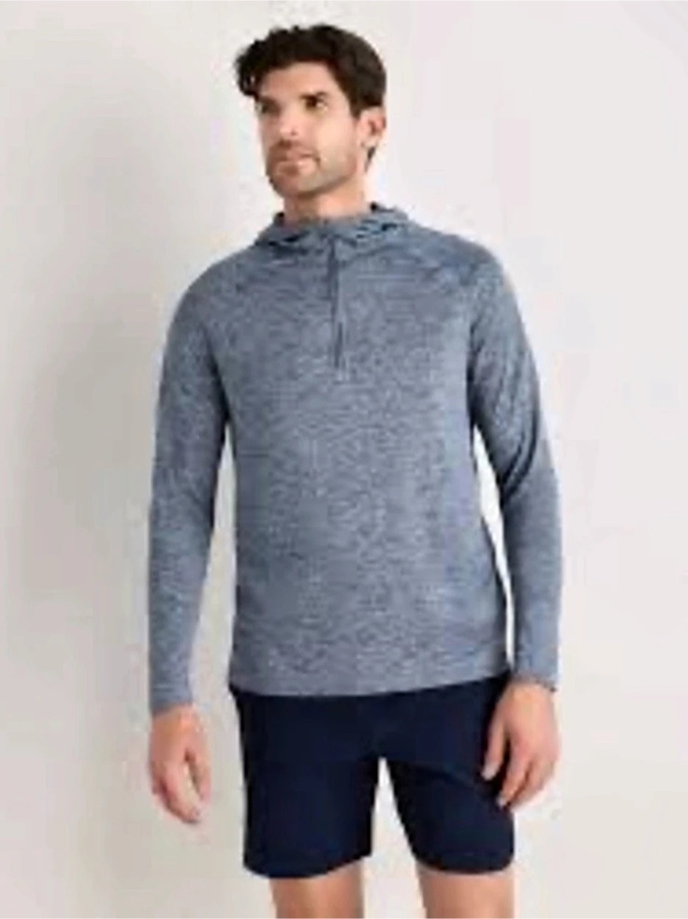 Quince Men's Blue Half-Zip Hoodie Size Medium